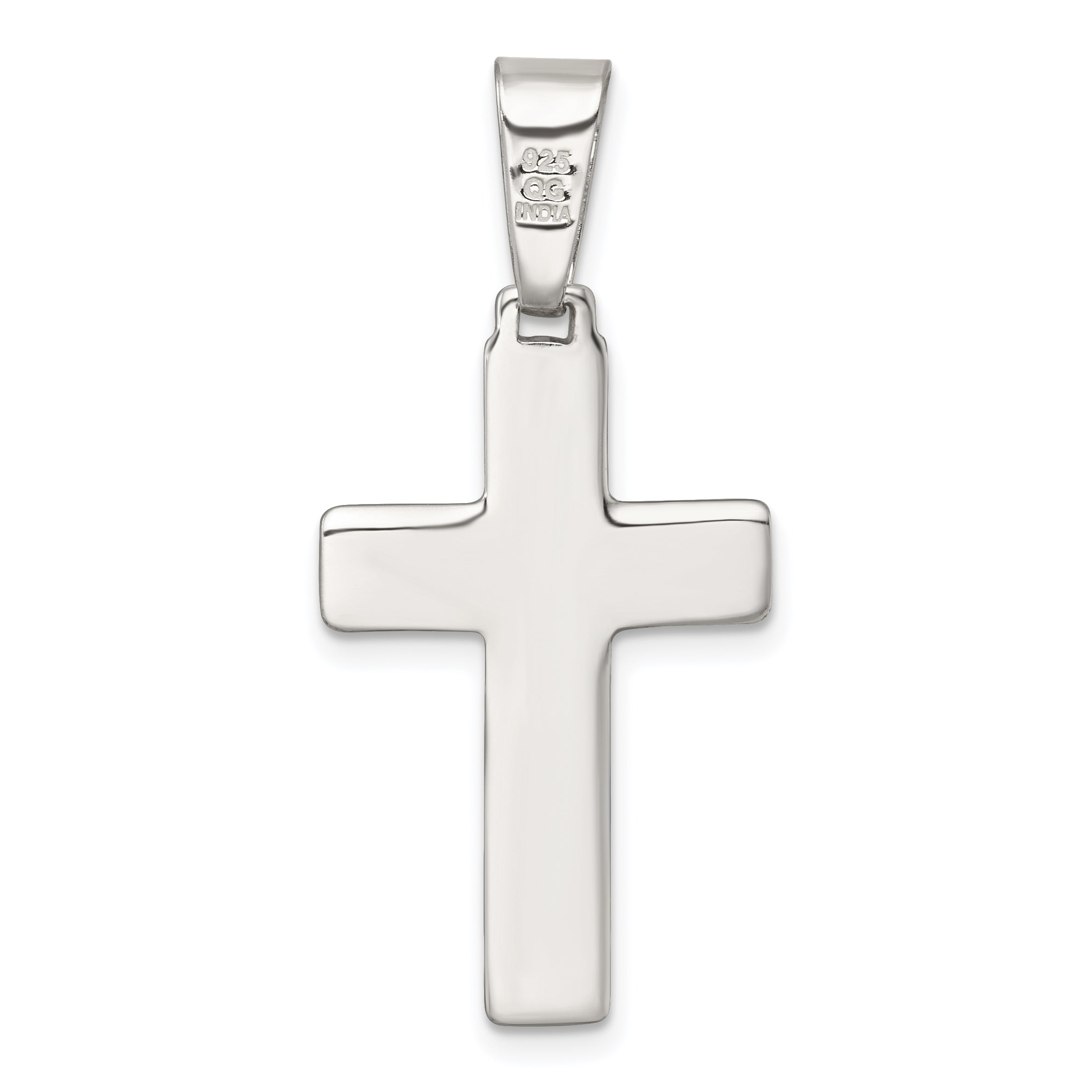 Sterling Silver Polished and Grooved Latin Cross Pendant