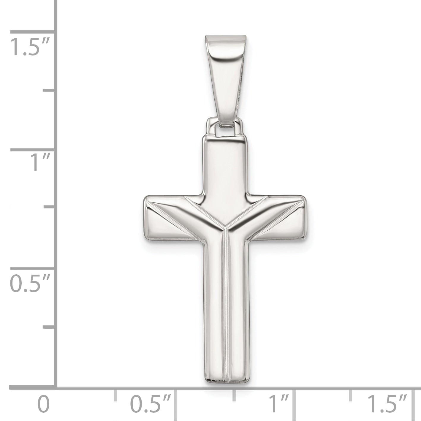 Sterling Silver Polished and Grooved Latin Cross Pendant