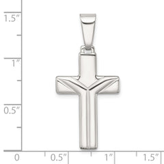 Sterling Silver Polished and Grooved Latin Cross Pendant