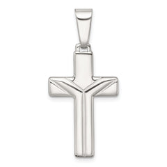 Sterling Silver Polished and Grooved Latin Cross Pendant