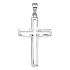 Sterling Silver Rhodium-plated Polished Cut-out Latin Cross Pendant