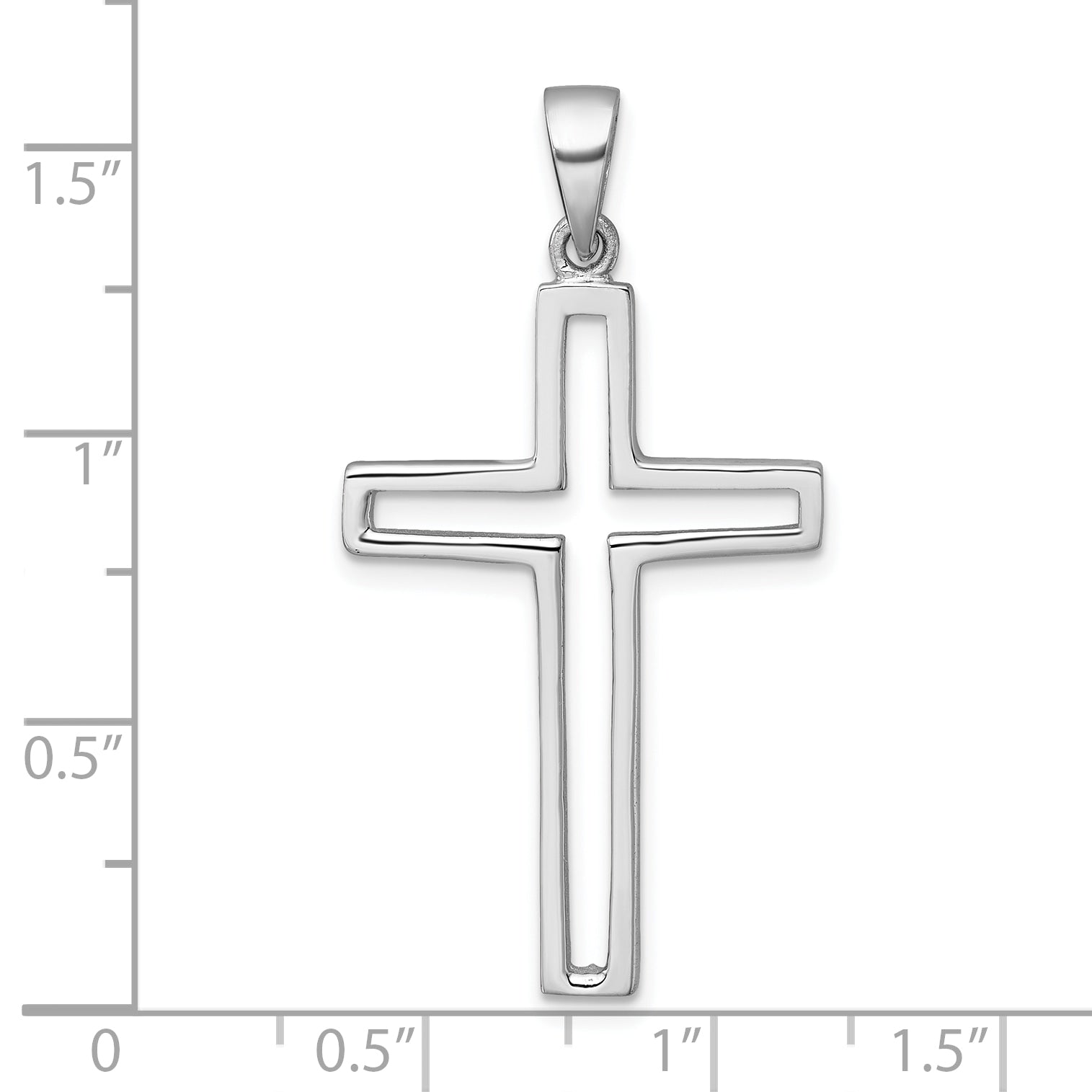 Sterling Silver Rhodium-plated Polished Cut-out Latin Cross Pendant