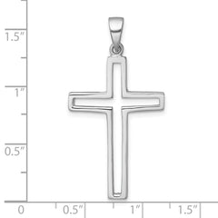 Sterling Silver Rhodium-plated Polished Cut-out Latin Cross Pendant