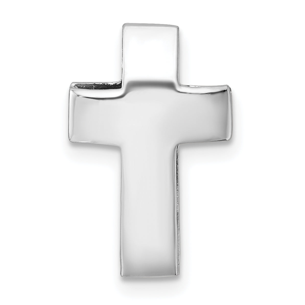 Sterling Silver Rhodium-plated Polished 3D Latin Cross Chain Slide Pendant