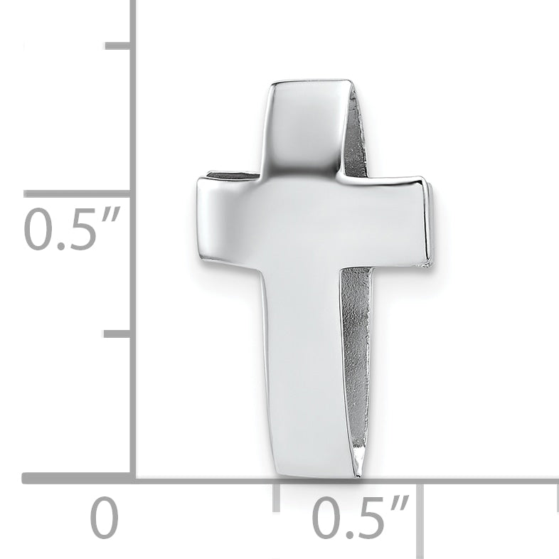 Sterling Silver Rhodium-plated Polished 3D Latin Cross Chain Slide Pendant