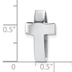 Sterling Silver Rhodium-plated Polished 3D Latin Cross Chain Slide Pendant