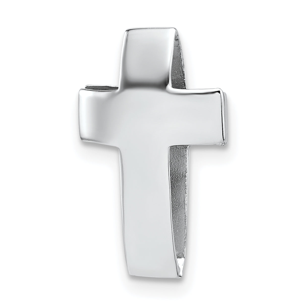 Sterling Silver Rhodium-plated Polished 3D Latin Cross Chain Slide Pendant