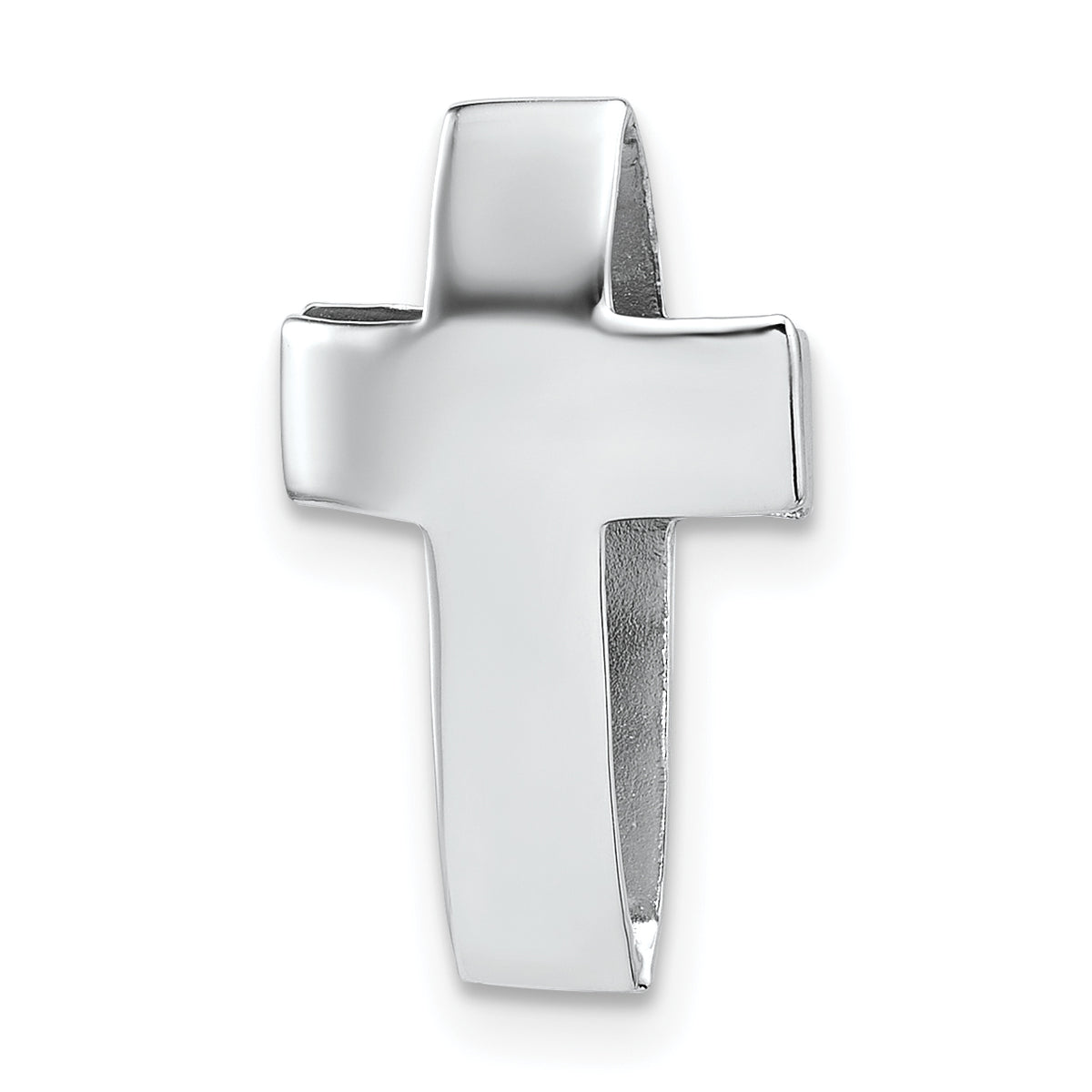 Sterling Silver Rhodium-plated Polished 3D Latin Cross Chain Slide Pendant