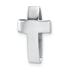 Sterling Silver Rhodium-plated Polished 3D Latin Cross Chain Slide Pendant