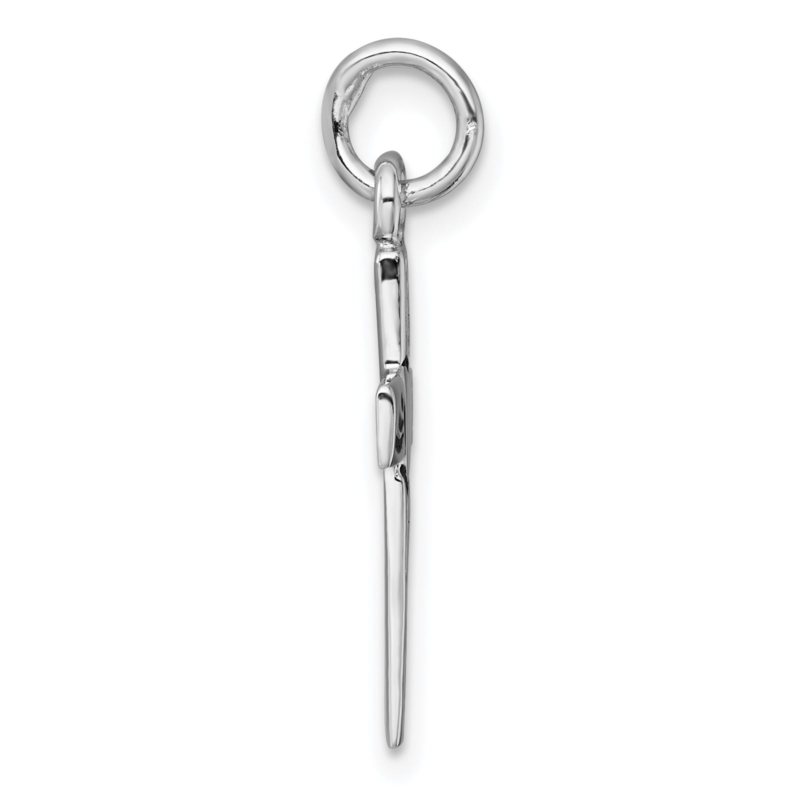 Sterling Silver Rhodium-plated Enameled Polished Heart CroSterling Silver Pendant Secondary image