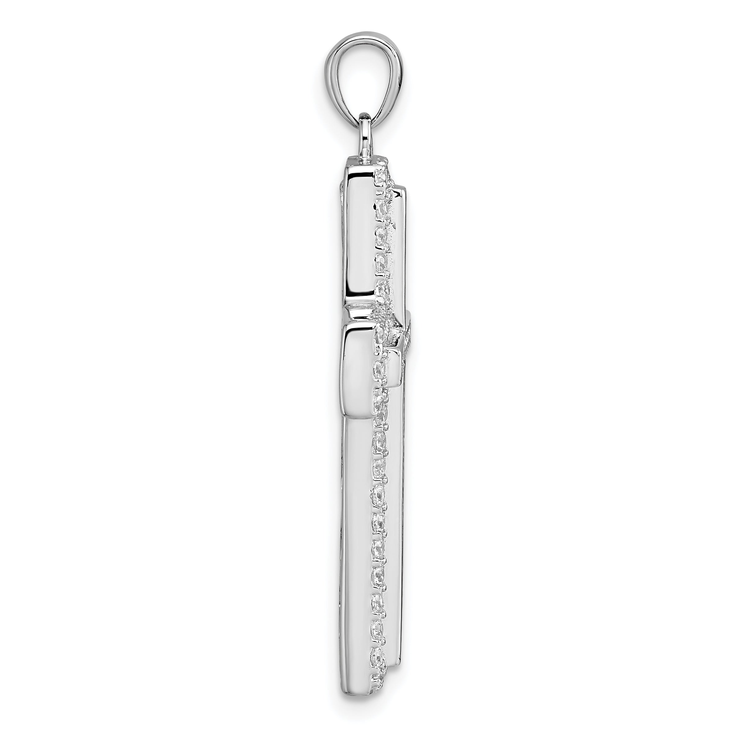 Sterling Silver Rhodium-plated White CZ Latin CroSterling Silver Pendant Secondary image