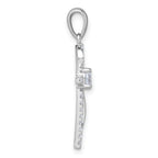 Sterling Silver Rhodium-plated Polished Fancy CZ Latin Cross Pendant