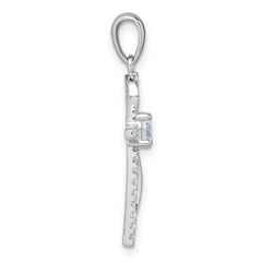 Sterling Silver Rhodium-plated Polished Fancy CZ Latin Cross Pendant