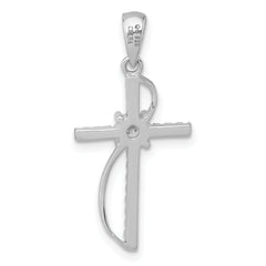 Sterling Silver Rhodium-plated Polished Fancy CZ Latin Cross Pendant