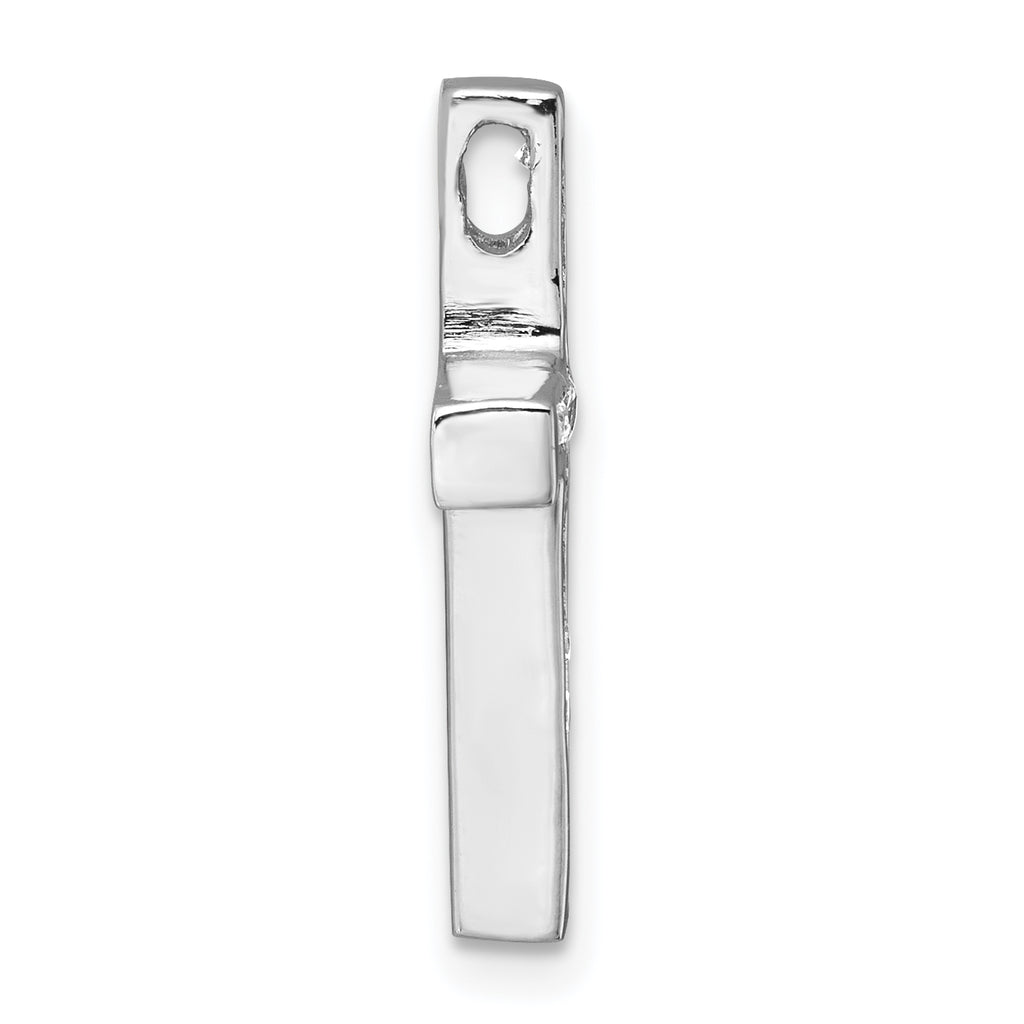 Sterling Silver Rhodium-plated Polished CZ Latin Cross Chain Slide Pendant