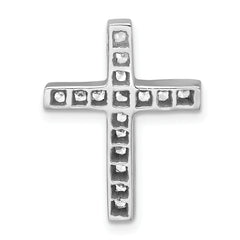 Sterling Silver Rhodium-plated Polished CZ Latin Cross Chain Slide Pendant