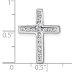 Sterling Silver Rhodium-plated Polished CZ Latin Cross Chain Slide Pendant