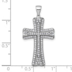 Sterling Silver Rhodium-plated Polished CZ Cross Pendant