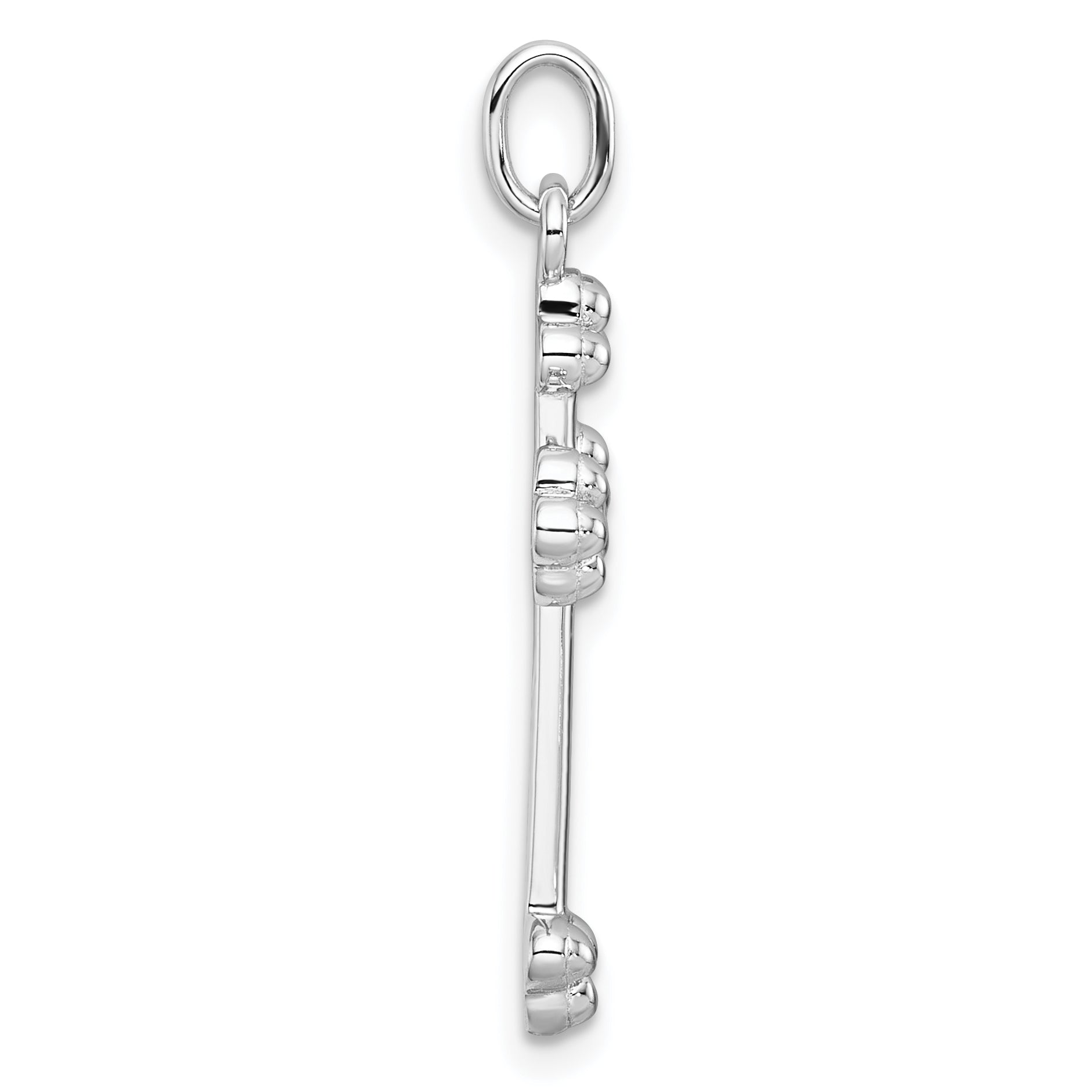Sterling Silver Rhodium-plated with 14k Accent Polished CZ Budded CroSterling Silver Pendant Secondary image