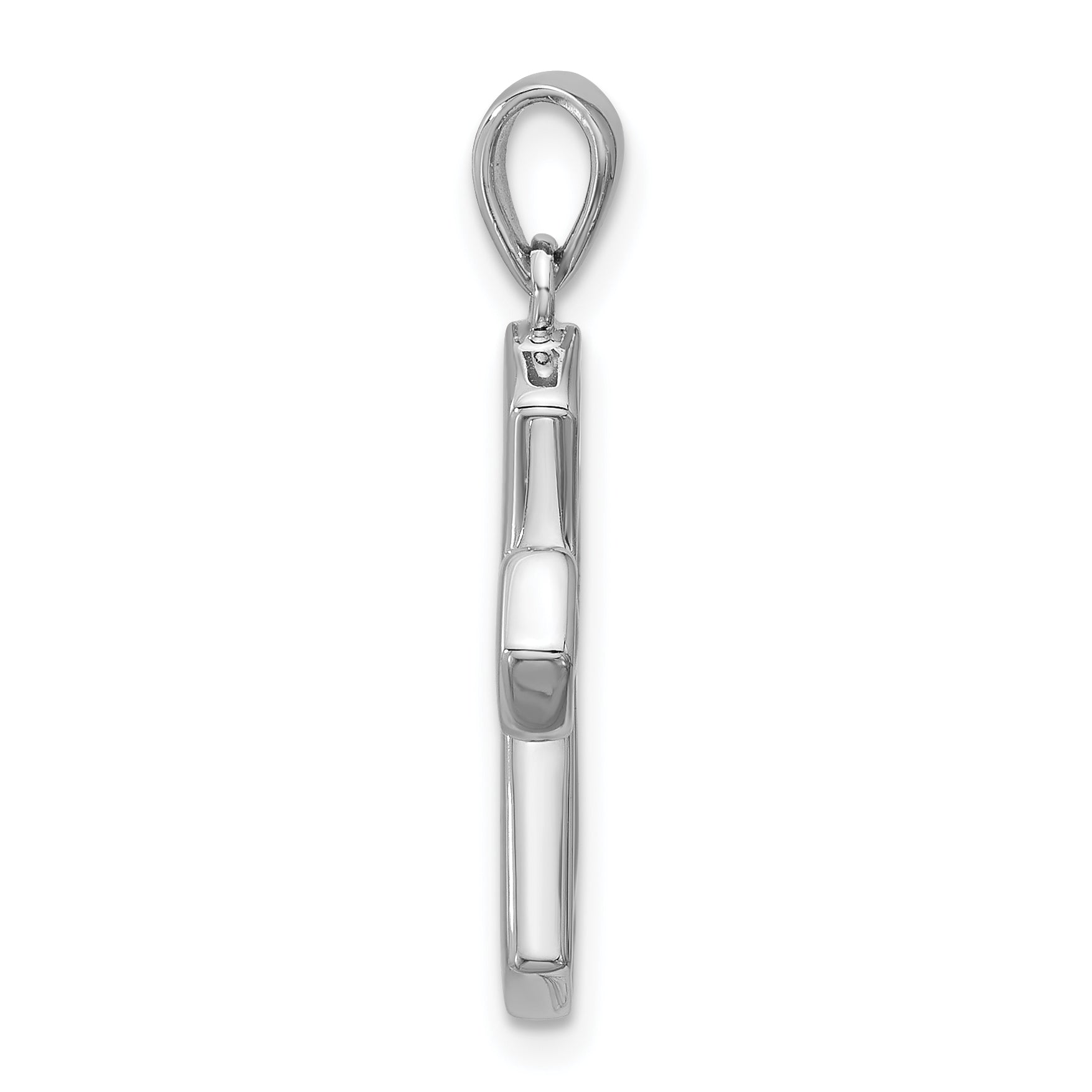 Sterling Silver Rhodium-plated Polished Black Enameled CroSterling Silver Pendant Secondary image