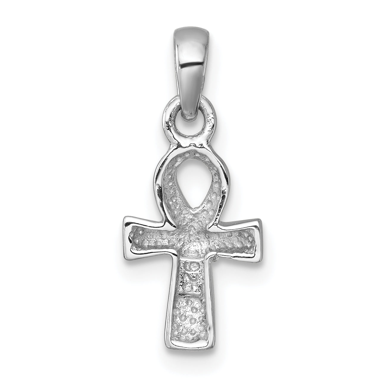 Sterling Silver Rhodium-plated Polished Small Ankh Cross Pendant