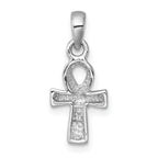 Sterling Silver Rhodium-plated Polished Small Ankh Cross Pendant