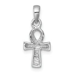 Sterling Silver Rhodium-plated Polished Small Ankh Cross Pendant