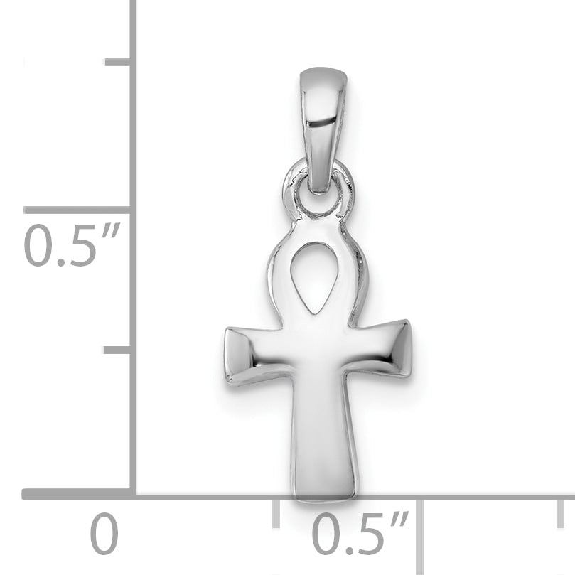 Sterling Silver Rhodium-plated Polished Small Ankh Cross Pendant