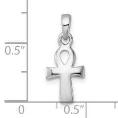 Sterling Silver Rhodium-plated Polished Small Ankh Cross Pendant
