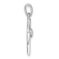 Sterling Silver Rhodium-plated Polished CZ Center Celtic Cross Pendant
