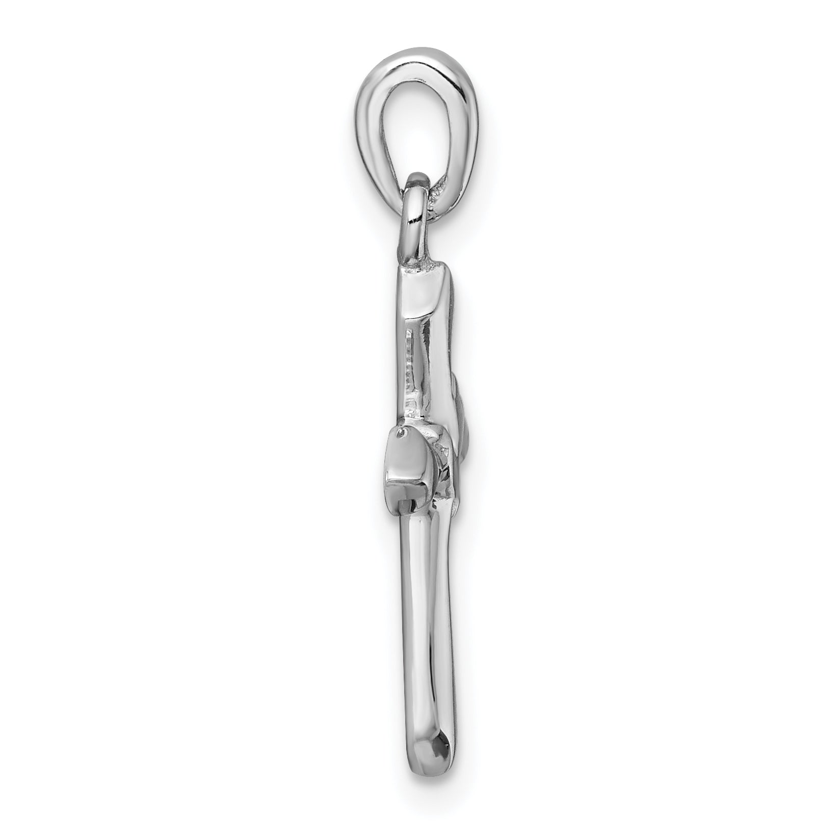 Sterling Silver Rhodium-plated Polished CroSterling Silver With Dove Pendant Secondary image
