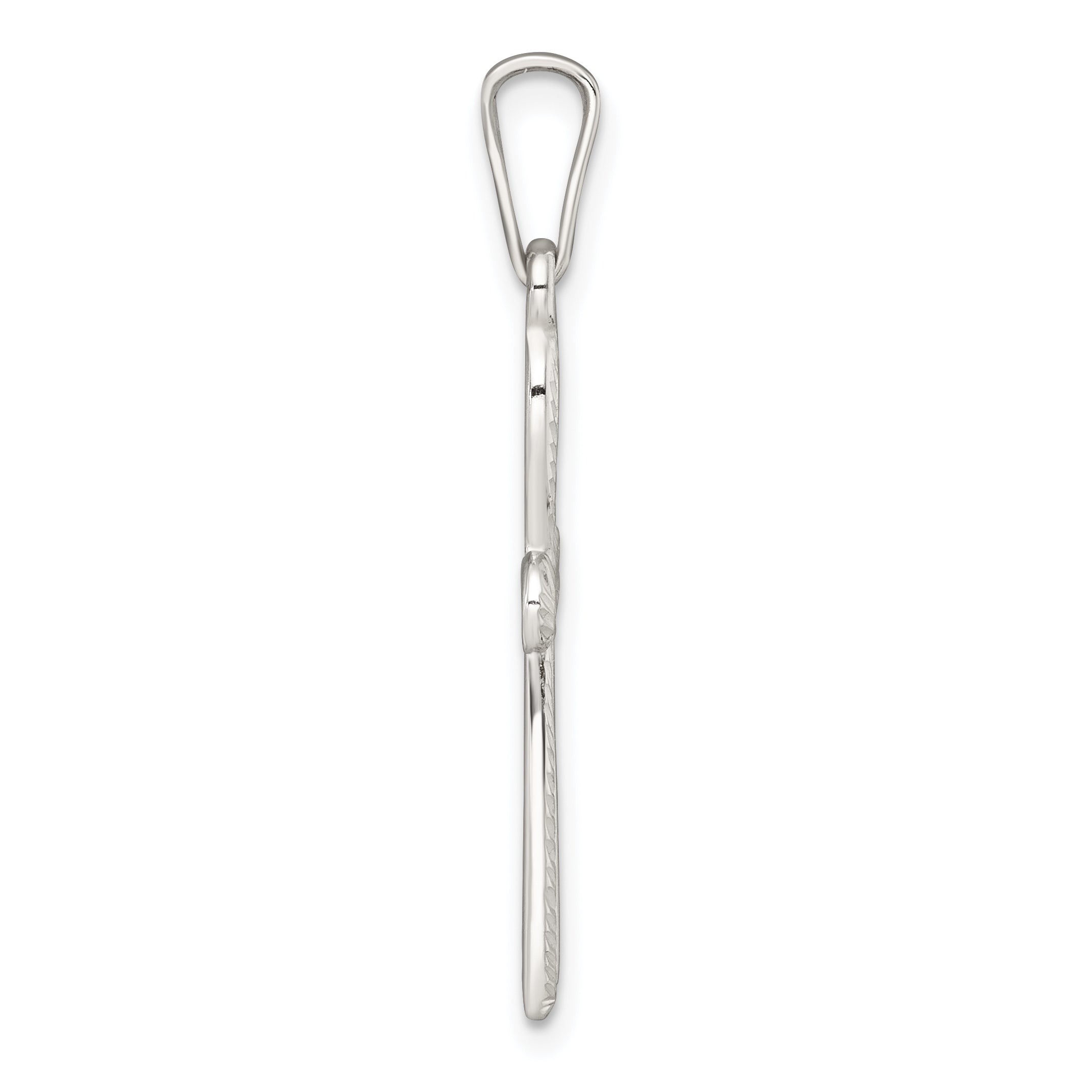 Sterling Silver Polished and Diamond-cut Cross Pendant