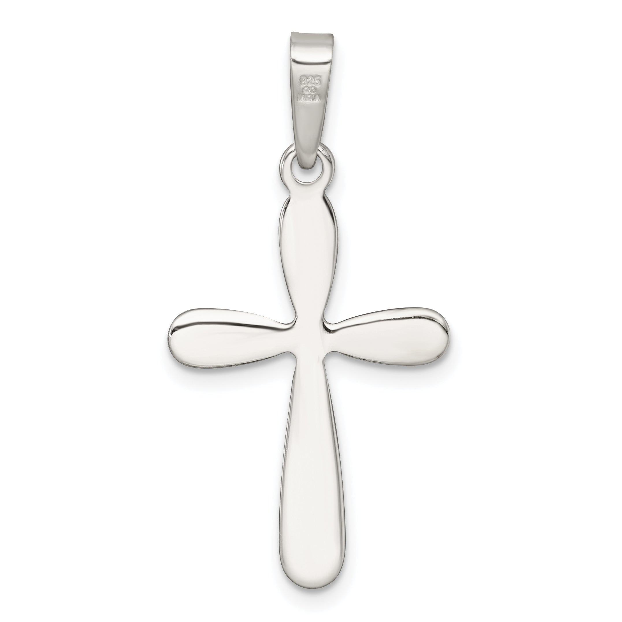 Sterling Silver Polished and Diamond-cut Cross Pendant