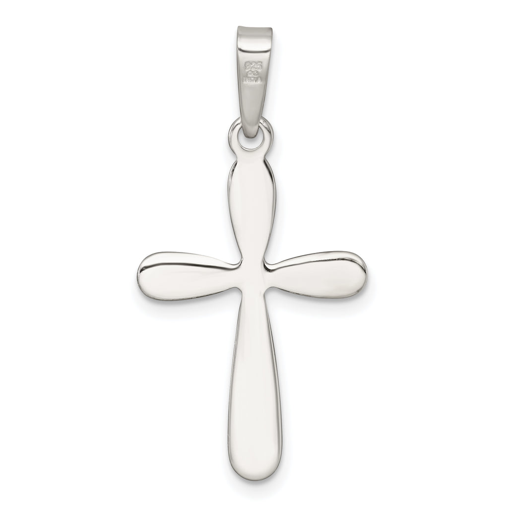 Sterling Silver Polished and Diamond-cut Cross Pendant