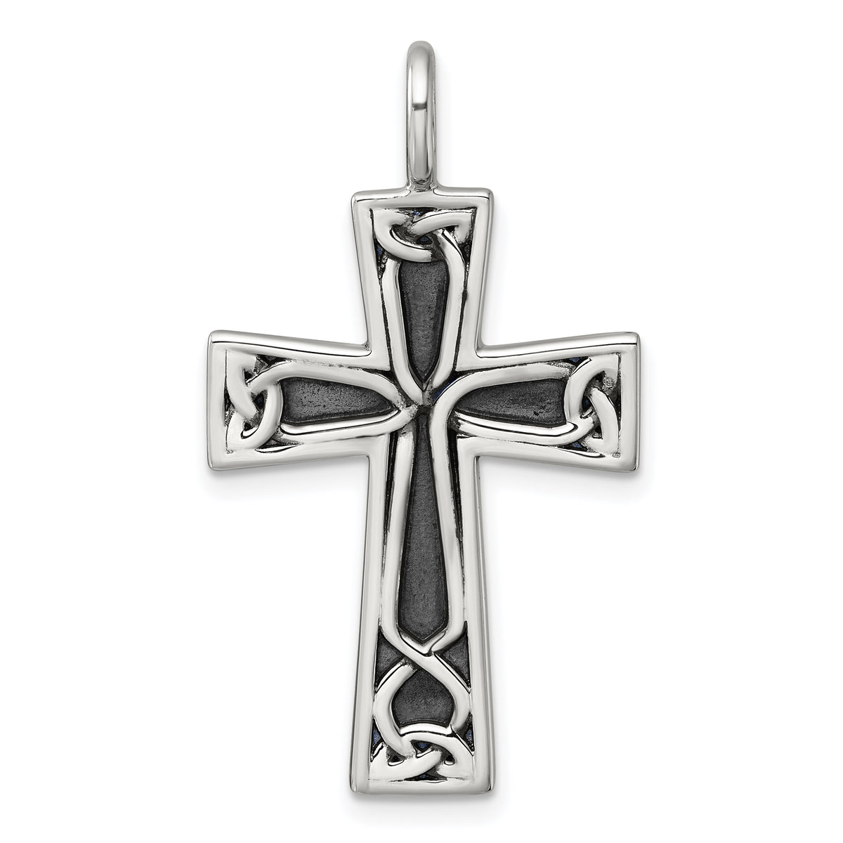 Sterling Silver Antiqued Polished Celtic Knot Cross Pendant