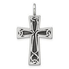Sterling Silver Antiqued Polished Celtic Knot Cross Pendant