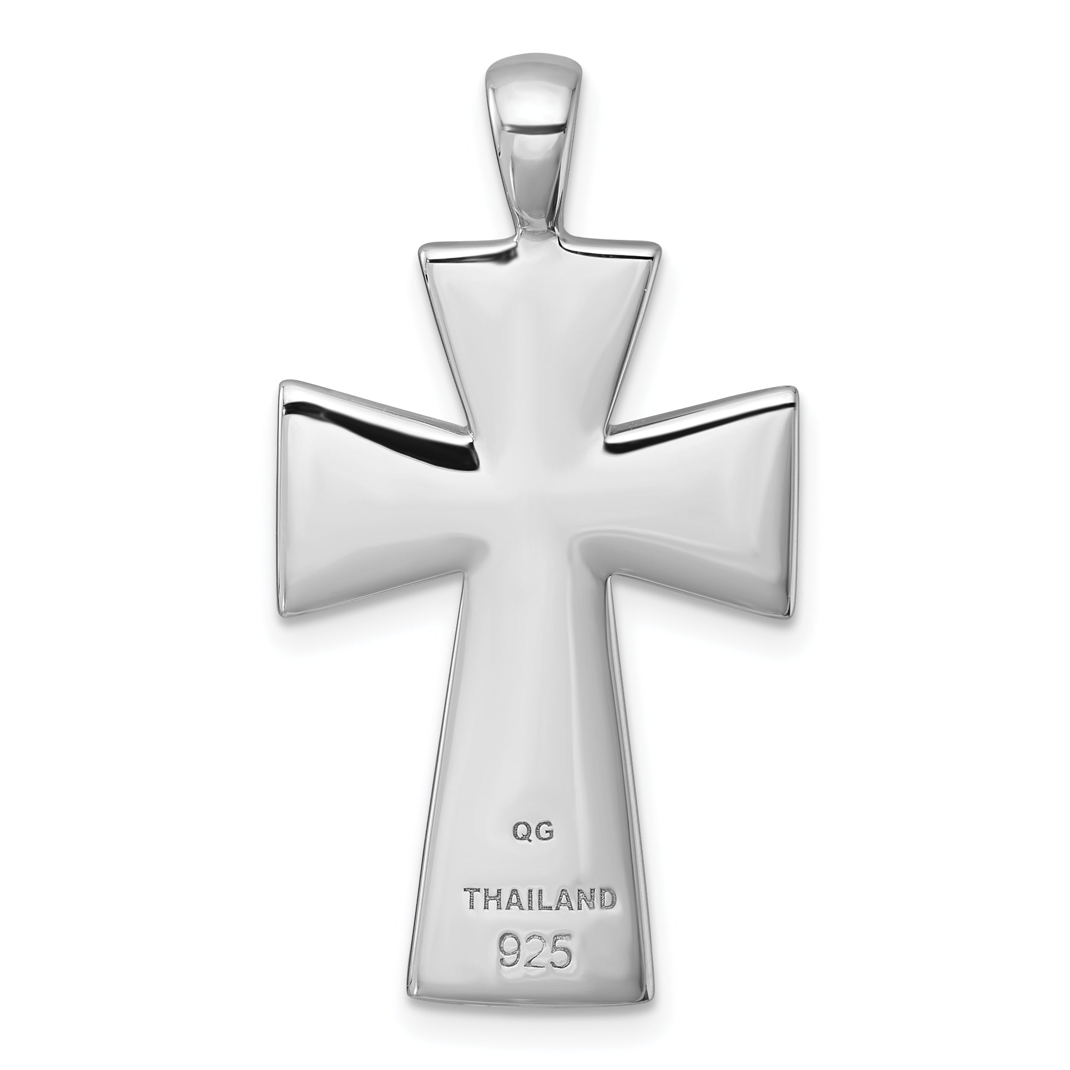 Sterling Silver Rhodium-plated Polished Black Resin Cross Pendant