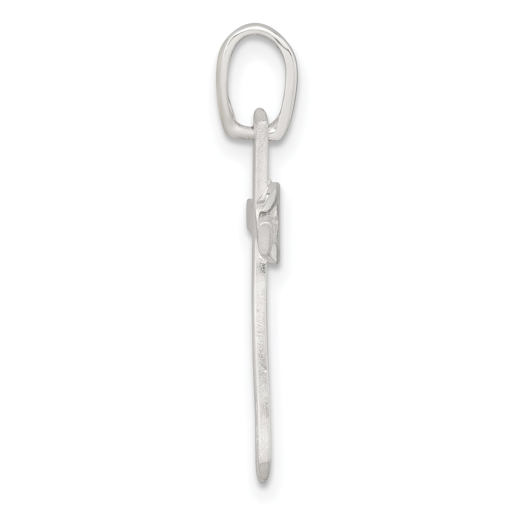 Sterling Silver Brushed Cross with Polished Ichthus Fish Pendant