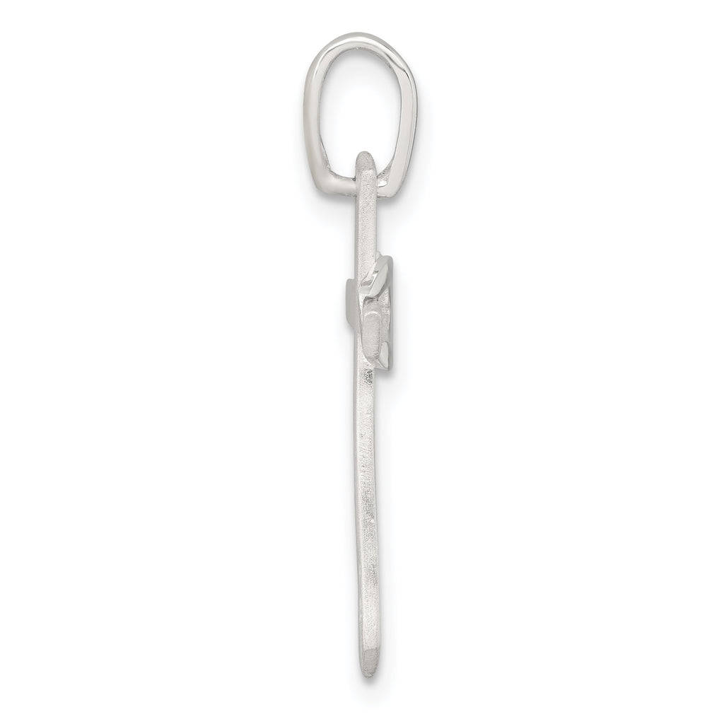 Sterling Silver Brushed Cross with Polished Ichthus Fish Pendant