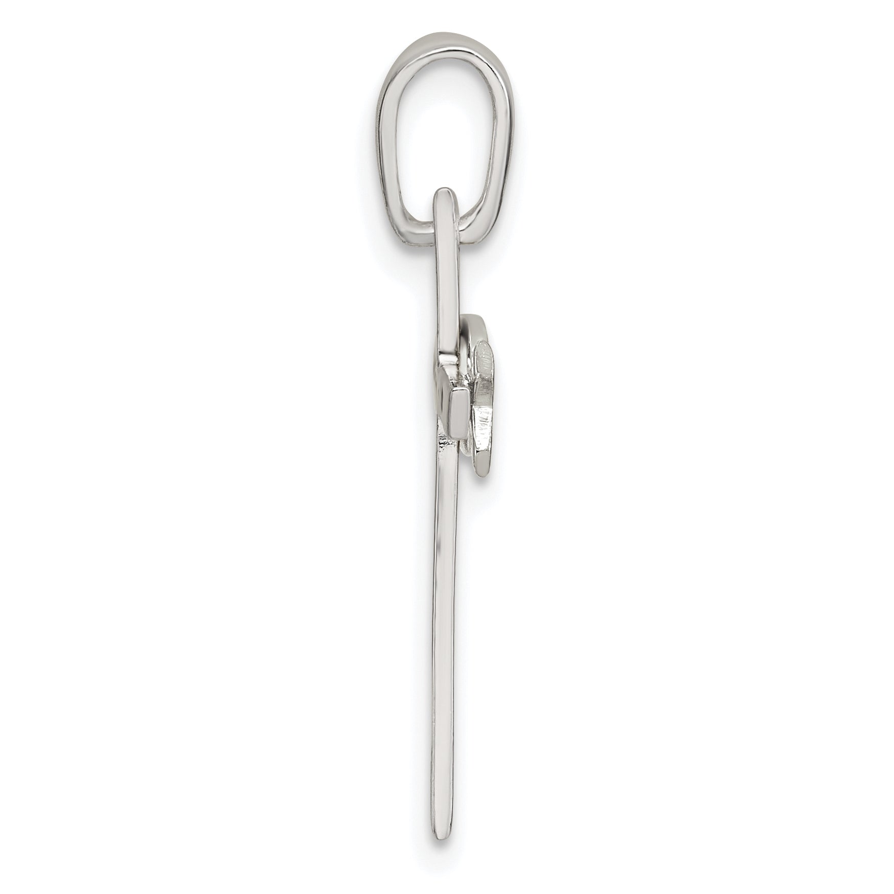 Sterling Silver Polished CroSterling Silver with Brushed Ichthus Fish Pendant Secondary image