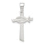 Sterling Silver Polished Cross with Brushed Ichthus Fish Pendant