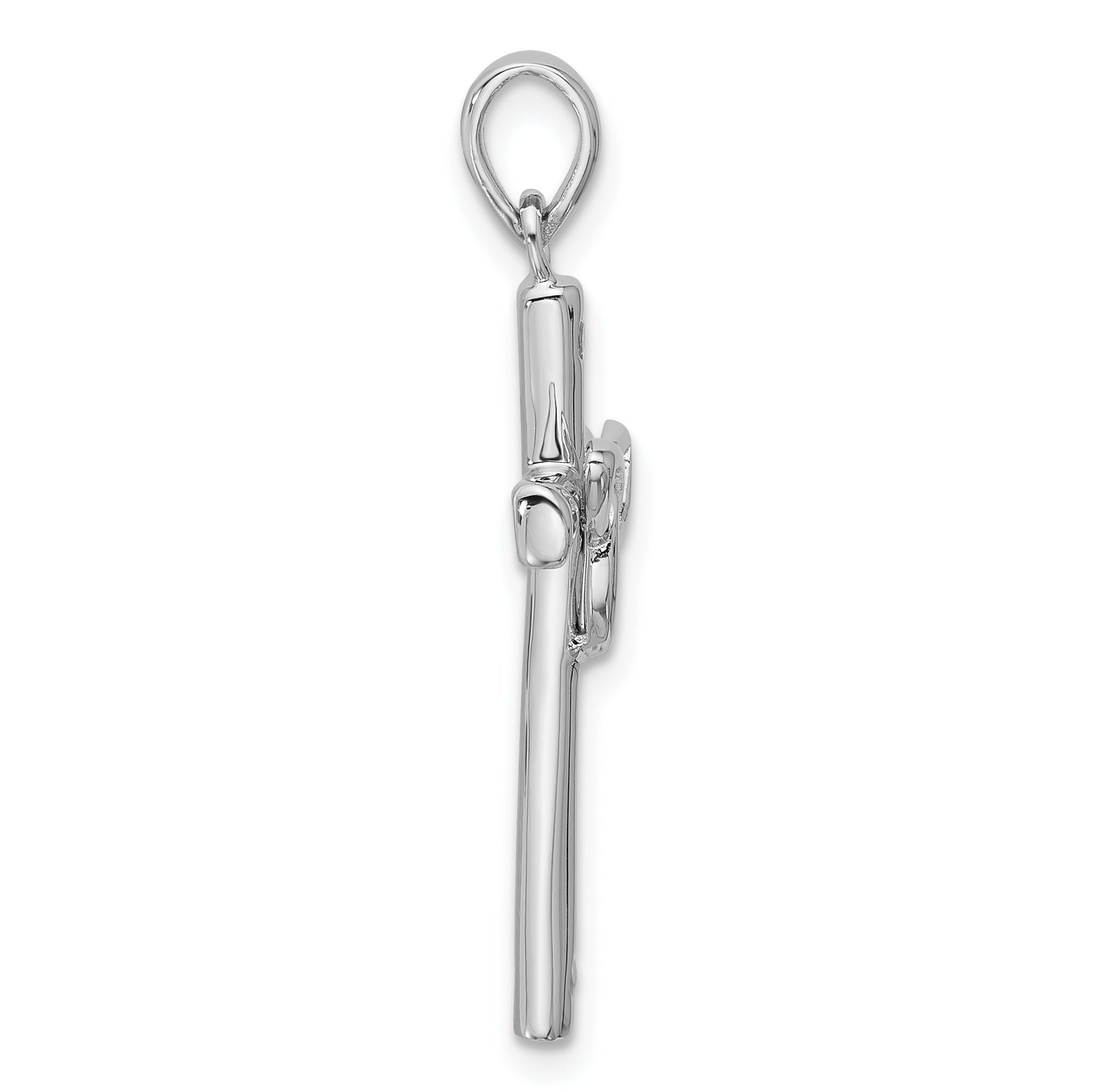 Sterling Silver Rhodium-plated CZ Polished Celtic Trinity Cross Pendant
