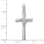 Sterling Silver Rhodium-plated CZ Polished Celtic Trinity Cross Pendant