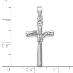 Sterling Silver Rhodium-plated CZ Polished Celtic Trinity Cross Pendant