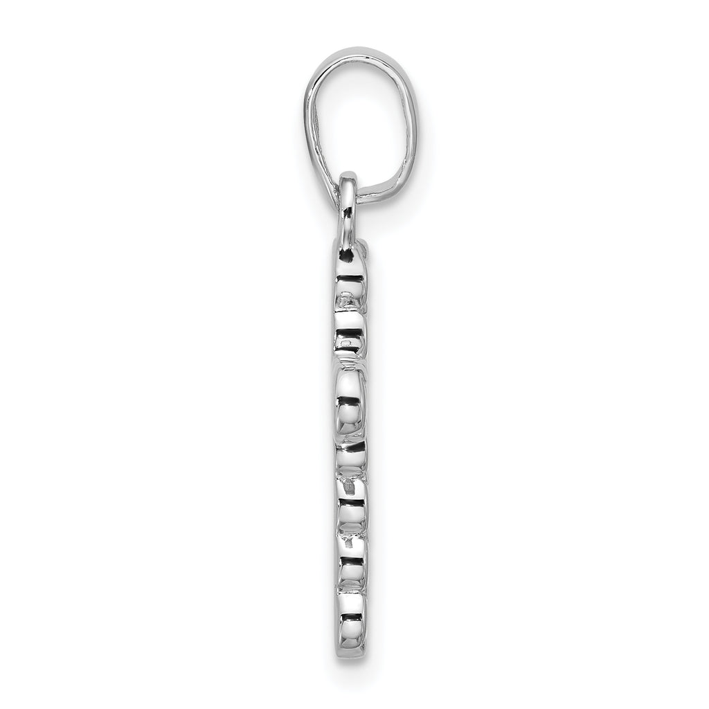 Sterling Silver Rhodium-plated CZ Polished Cross Pendant