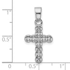 Sterling Silver Rhodium-plated CZ Polished Cross Pendant