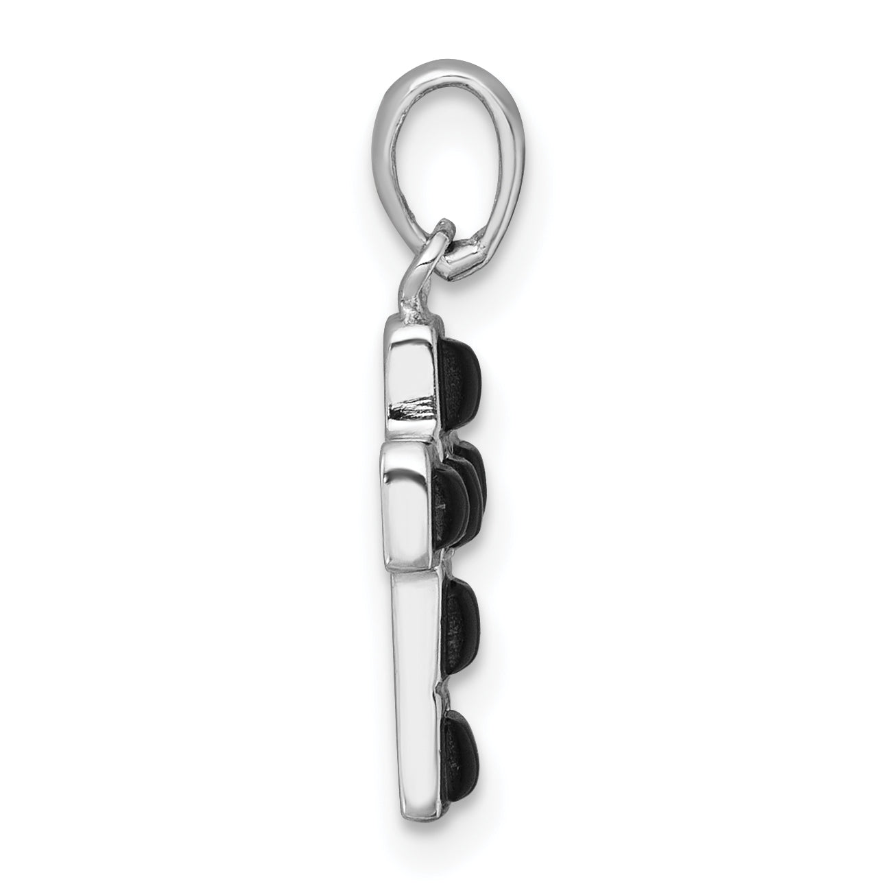 Sterling Silver Rhodium-plated Polished Onyx Latin CroSterling Silver Pendant Secondary image