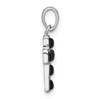 Sterling Silver Rhodium-plated Polished Onyx Latin Cross Pendant
