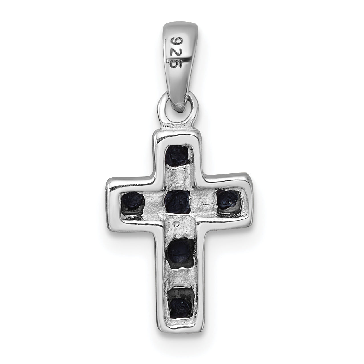 Sterling Silver Rhodium-plated Polished Onyx Latin Cross Pendant