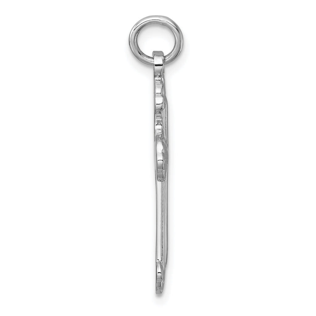 Sterling Silver Rhodium-plated Polished Fancy Budded Cross Pendant
